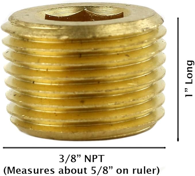 3/8" NPT Solid Brass Male Thread Allen Head Pipe Plug Hex Socket 50135 5-Pack