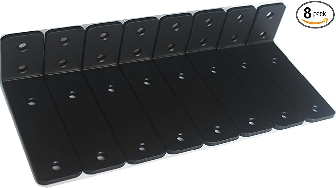 8 Pack - L 5" x H 2" x W1.5, 5mm Thick Black L Shelf Bracket, Iron Shelf Brackets, Metal Shelf Brackets, Floating Shelf, Shelf Supports with Screws