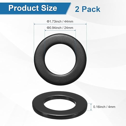 2-Pack M24 Flat Washers, Metric 44mm OD 4mm Thick 304 Stainless Steel Washers for Bolts Screws Nuts for Automotive/Machinery/Furniture, Flat Metal Washers [Black Galvanized]