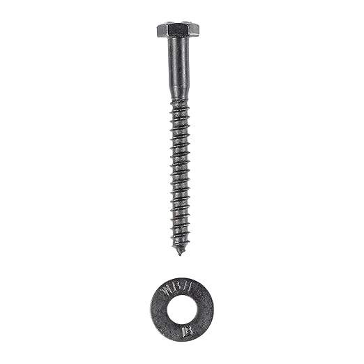 1/4 x 3 (100 Pack) Lag Screw Kit, 100 Screws and 100 Washers, Ceramic Black Ruspert Coating for Exterior Use, Meets ASTM A307 and ASME B18.2.1, Industrial/Commerical Grade by Makers Bolt
