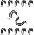 1-1/4 Inch Reinforced Rigid Pipe Strap, 2 Holes U Bracket Cable Clamp Hanger, Rubber Cushioned Insulated Clamp, Conduits Strap Clamps for Pipe Fixing on Various Surfaces, 10 PCS(32 mm)