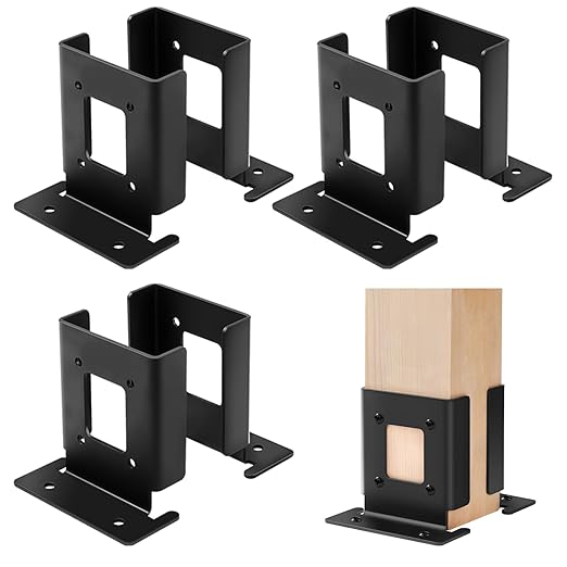 6Pcs Adjustable 4x4 Pergola Post Base for Wood Fence, 4x6 Post Anchor Base Brackets for Deck Railing Mailbox