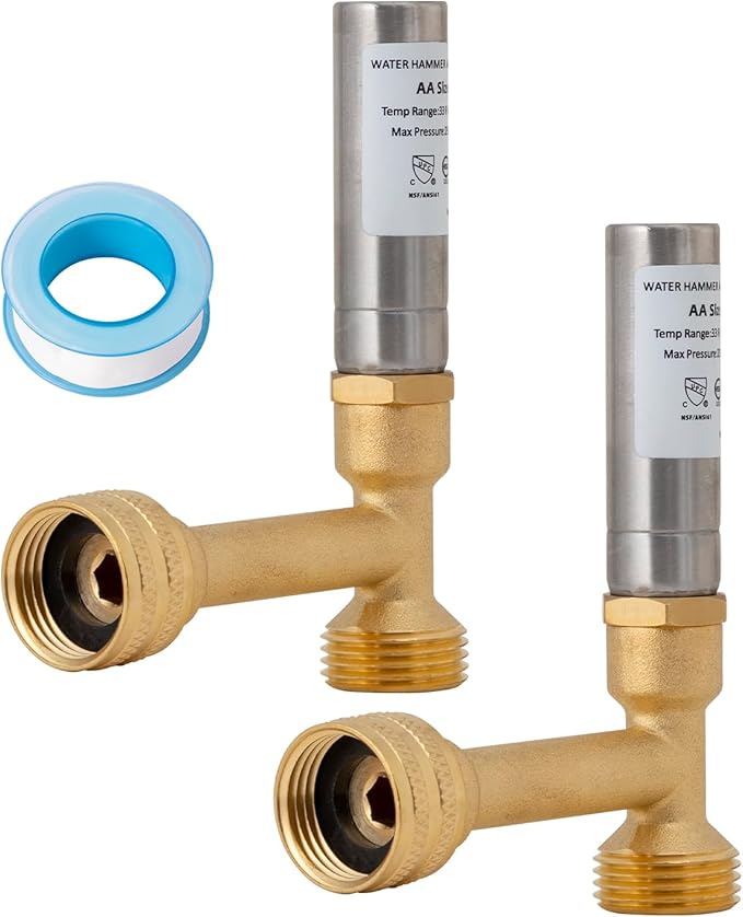 SUNGATOR 3/4 Inch GHT Water Hammer Arrestor, 3/4" Thread Washer Hammer Arrestor for Washing Machine, Stop Pipe Banging, A Sealing Tape Include(2-Pack)