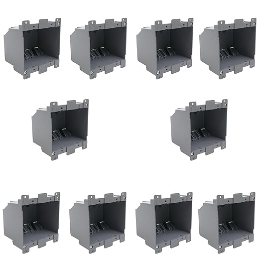 2-Gang Old Work Electrical Outlet Box,PVC Electrical Junction Box for Switch,Electrical Outlet Boxes for Home Improvement,26 cu.Inch Double Outlet Box,ETL,Fire Rated for 2 Hours,Pack of 10