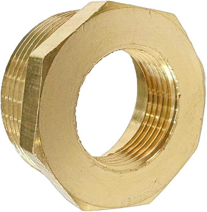 1-1/4" NPT Male x 3/4" NPT Female Brass Reducer Hex Bushing Threaded Pipe Fitting Reducing Adapter Pack of 1