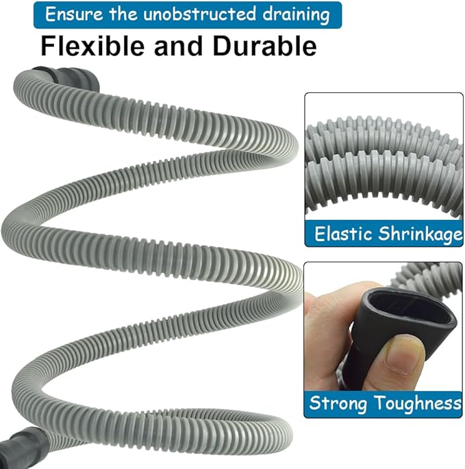 Universal Dishwasher Drain Hose - 10 Ft Discharge Hose - Corrugated and Flexible Dishwasher Hose Drain Replacement with Clamp