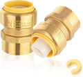 2-Pack HeSun Pushfit Female Adapter, 1" FNPT x 1" Push to Connect Plumbing Fittings with Disconnect Clip, Brass Push-fit Fittings for PEX, Copper, CPVC, PE-RT Pipes(PF154-2)