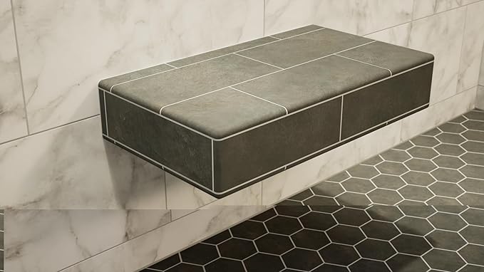 The Original Floating Shower Bench Kit with Wedi Building Boards & Original Shower Bench Bracket(12x36)-Great for New Constructions or Bathroom Renovations, Ready to Tile Shower Bench
