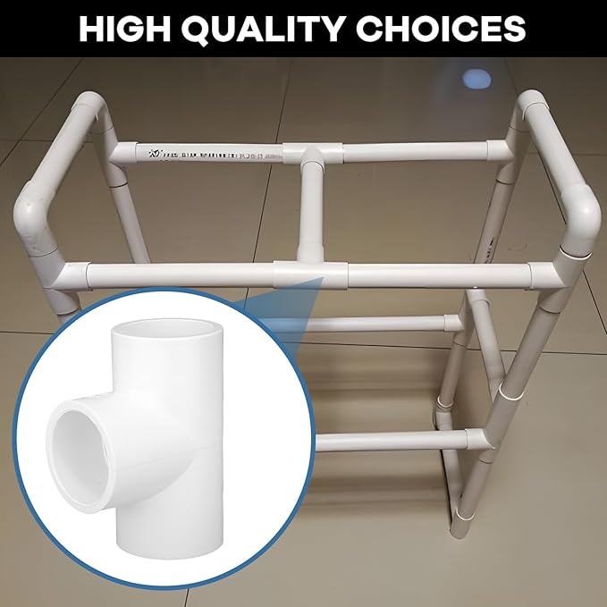 12-Packs 3/4 inch Tee PVC Fitting 3 Way Furniture Grade Pipe Elbow Connector for DIY PVC Shelf Greenhouse Pipe Fittings