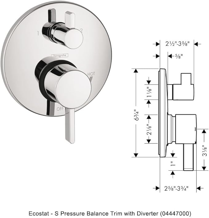 Hansgrohe Chrome Raindance Shower Set w/Handshower Wallbar, Pressure Balance Valve Trim w/Diverter, Rough, Chrome