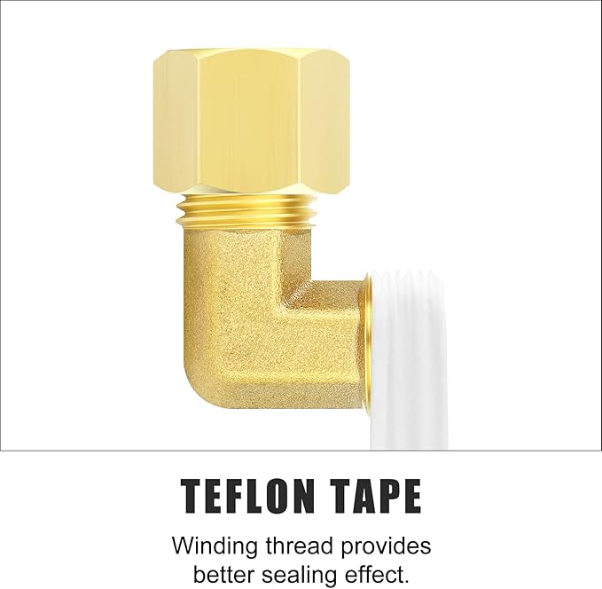 GASHER 10PCS Brass 90 Degree Elbow Compression Tube Pipe Fitting Connector, 1/4" Tube OD x 1/4" NPT Male Connector