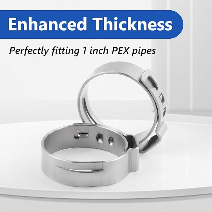 1 Inch PEX Clamps 70pcs Crimp Rings Single Ear Hose Clamps Stainless Steel Fittings Cinch Clamp Ring for Pipe Tubing