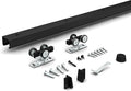 JUBEST 4FT Black Aluminum Pocket Door Hardware Kit, Commercial Grade Sliding Door Track, Easy to Install