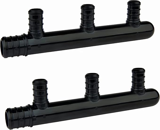 EFIELD 3 Outlets Closed Poly PPSU Barb Crimp Pex Manifold: 3/4 Trunk, 1/2" Port (3 Outlets), F2159 (Pack of 2),(PPSU1807013-2PCS)