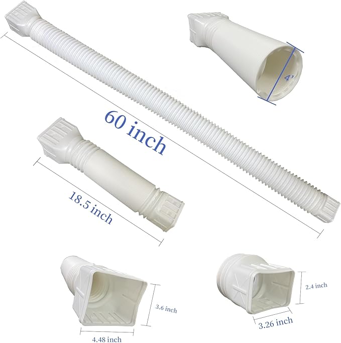 3 pack Flexible Rain Gutter Downspout Extensions,Drain Downspout Extender,Gutter Extension Flexible,Down Spout Drain Extension Pipes,Extendable from 21 to 60 Inches (3pcs white)