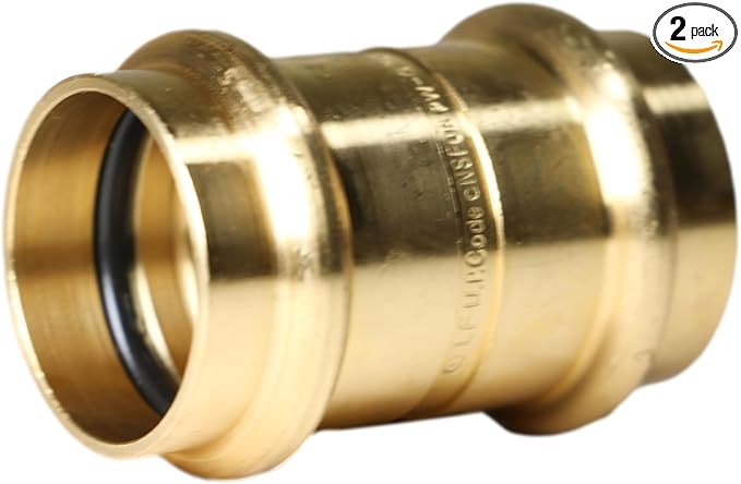 XFITTING 1 inch x 1 inch Press Coupling, Brass, 2 Pieces