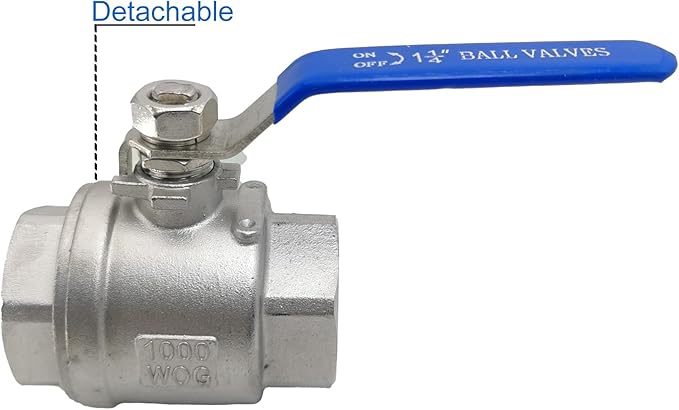 1-1/4" NPT Full Port Heavy Duty Ball Valve Stainless Steel 304 For Water,Oil and Gas with Blue Handles（1000WOG）