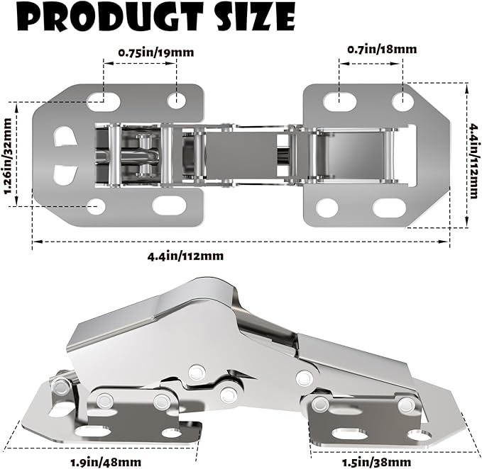 BESTEEL 24 Pack Hidden Hinges Soft Close Surface Mount Kitchen Cabinet Hinges, Concealed Cabinet Hinges for Cabinet Doors Frameless,No Pre-drilled for Kitchen Cupboard, Surface Mount Hinges