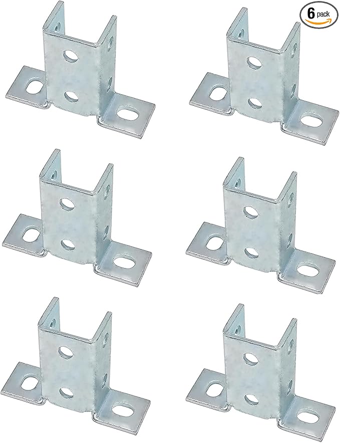 8 Hole Wing Shape 90 Degree Fitting Connector Bracket Braces Fit for 1/2" Bolt in 1 5/8" Strut Channel, 6 Pack