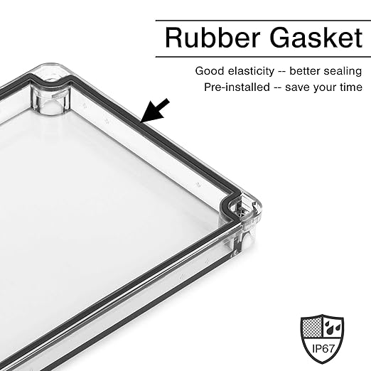 QILIPSU Outdoor Junction Box IP67 Waterproof Project Box ABS Plastic Weatherproof Electrical Enclosure Clear Cover (7.9"x5.9"x5.1" CC)