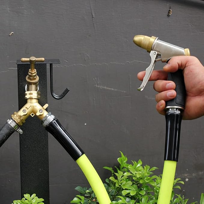 Garden Hose Splitter,2 Way Connector Heavy Duty Brass, Garden Faucet,Splitter for Outdoor Faucet, Hose y Splitter, Hose Bib Splitter, Adapter with Comfortable Grip Shut Off Valves 4 Pcs