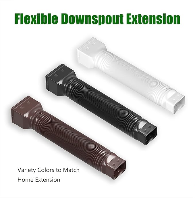 2 Pack Rain Gutter Downspout Extensions Flexible,Universal Drain Downspout Extender Drainage Connector 21"-68",Screws for Included,Brown