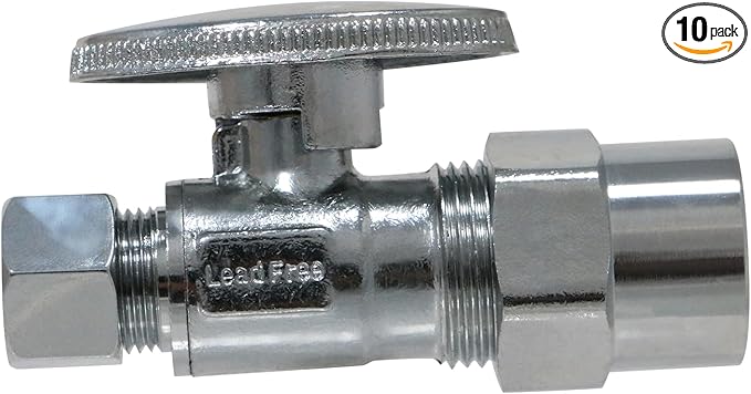 10 Pieces XFITTING 3/8" OD Compression x 1/2" CPVC Straight Valve, Brass