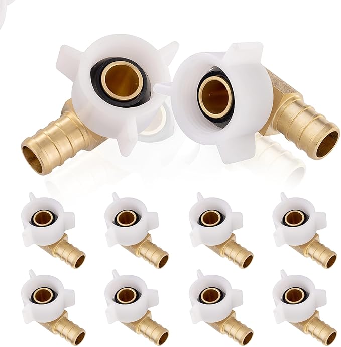 10-Pack HeSun PEX Fittings, 3/4" Pex x 3/4" Female NPT Swivel Elbow, Brass Crimp Fitting for ASTM F1807(PEX1807211)