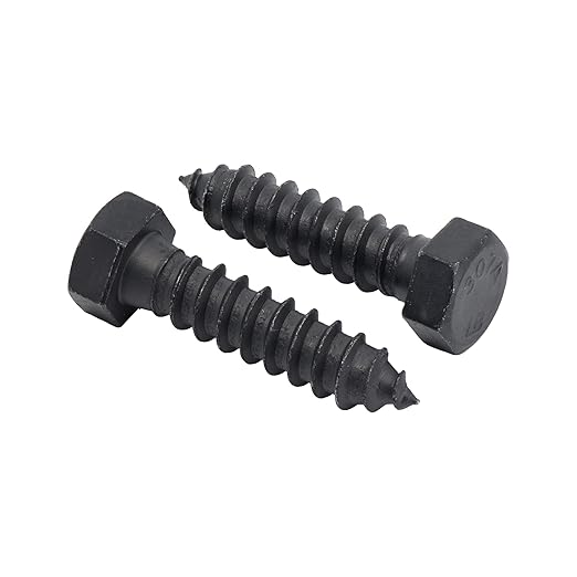 1/2" x 2”, 25-Piece Black Lag Bolts, Rustproof 4-Layer Ceramic BLAKOTE, 2X Protection of Galvanized Lag Screws, for Decks Pergolas by Makers Bolt