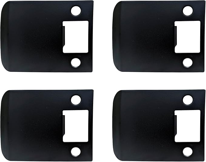QCAA Solid Brass Extended Lip Strike, 3''X2-1/4", Matte Black, 4 Pack, Made in Taiwan