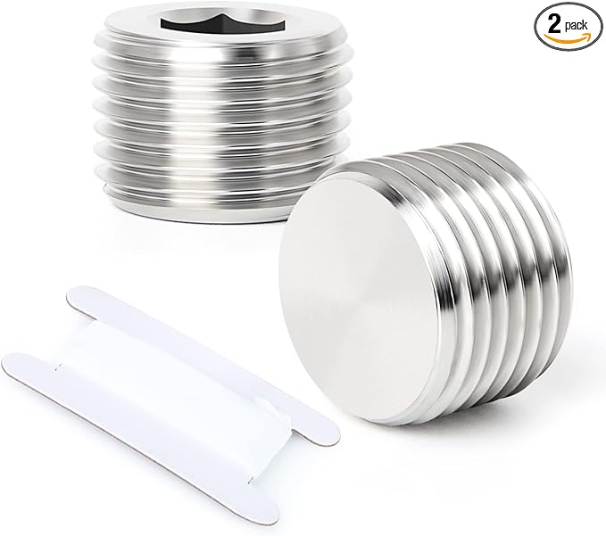 TAISHER 2PCS 304 Stainless Steel Internal Hex Thread Socket Pipe Plug Fitting 1-1/2" NPT Male