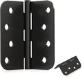 4" X 4" Black Door Hinges – 6 Pack Matte Black Door Hinges with 5/8" Radius, Rounded Interior Heavy Duty 4 Inch Black Hinge for Front and Exterior Doors