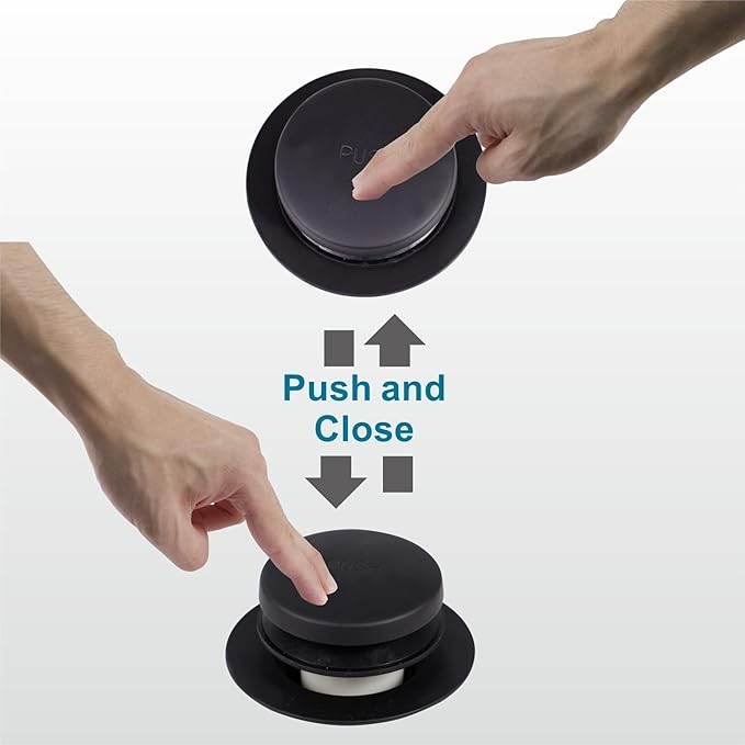 Black Tubular Tub Drain Kit with Welsan Tip-Toe Bathtub Drain Stopper, Touch-Toe Bath Plug Waste and Overflow Face Plate, 1-1/2" PVC Plastic Pipe (Matte Black)
