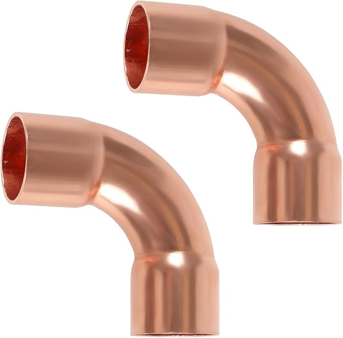 2-Pack HeSun Copper Fittings, 1-1/4-Inch Long Radius 90-Degree Copper Elbow, C x C with Sweat Solder Connection
