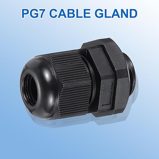 MECCANIXITY 8 Pcs PG7 Cable Gland, 3.5-6.5mm Wire Hole Strain Relief Joint for Cable Fixing, Wiring, Repairing, Gland Replacement, Electrical Appliances, Black