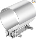EVIL ENERGY 3.5 Inch Exhaust Clamp, 3 1/2" Butt Joint Band Clamp Sleeve Coupler Stainless Steel for Pipes, Mufflers, Catalytic Converters 4PCS