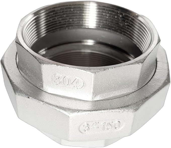 3" Union Pipe 304 Stainless Steel NPT Female Thread Union Joint Cast Pipe Fitting Pack of 1