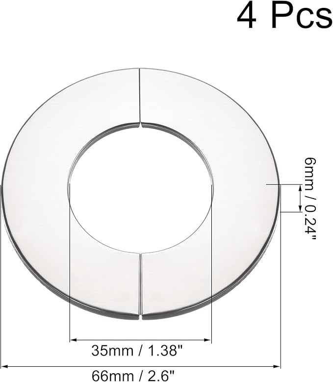 uxcell Wall Split Flange, Stainless Steel Round Escutcheon Plate for 35mm Diameter Pipe 4Pcs