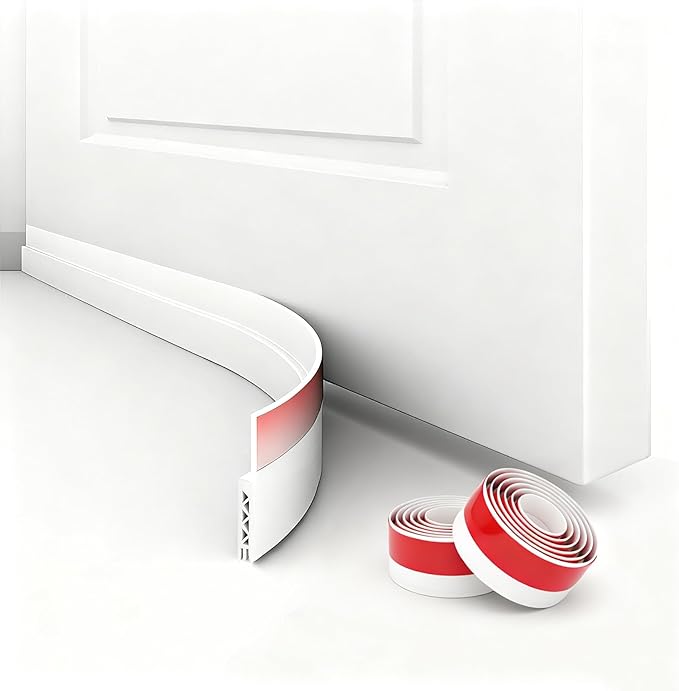 2 Pack Door Draft Stopper for Bottom of Door, 39" Silicone Weather Stripping Door Seal Strip, Self Adhesive Door Sweep Noise and Dust Blocker, Energy Saving Under Door Draft Blocker for Home & Garage