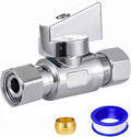 1 Pack Lead-Free Brass Angle Stop Valve 3/8" Comp FIP x 3/8 Inch Compression MIP Quarter Turn Water Straight Valve Chrome For Kitchen,Bathroom Faucet