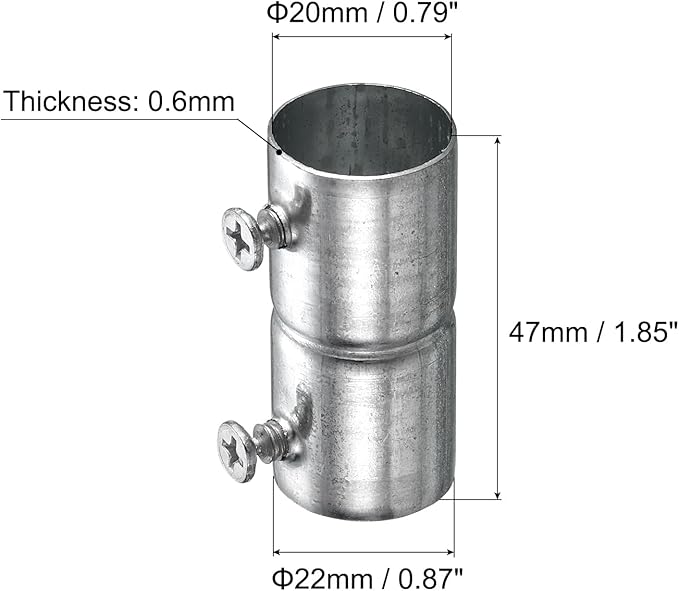 uxcell EMT Coupling, 20mm(13/16 inch) EMT Set Screw Coupling Conduit Fittings 47mm Length Electrical Conduit Pipe Connector 0.5mm Wall Thick, 10 Pack