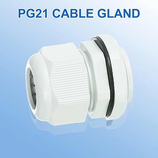 MECCANIXITY 8 Pcs PG21 Cable Gland, 13-18mm Wire Hole Strain Relief Joint for Cable Fixing, Wiring, Repairing, Gland Replacement, Electrical Appliances, White