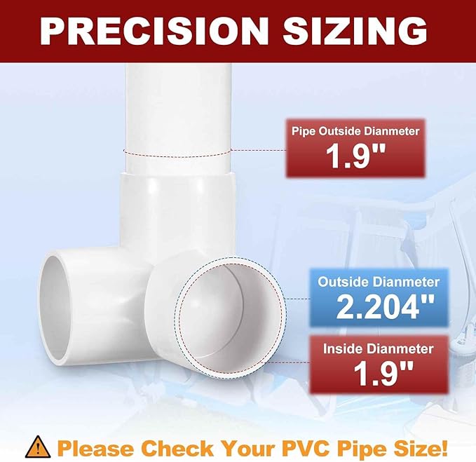 4Pcs 1 1/2" Elbow PVC Fitting, SCH40 3-Way Tee Furniture Grade PVC Pipe Fitting, DIY Corner Elbow Connector for Building Furniture, Greenhouse Frame Connection, Socket x Socket