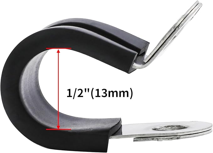 20PCS 1" Double Cable Clamps with updated Riveted Reinforce, 304 Stainless Steel Rubber Cushioned Insulated Loop Pipe Wire Clamps