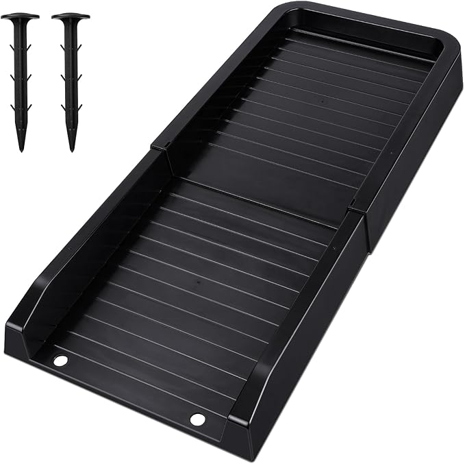 24" Heavy-Duty Downspout Extensions & Splash Block Kit - Gutter Drainage System with 2 Fixing Nails, Corrosion-Resistant Splash Guard for Rainwater Diversion & Foundation Protection