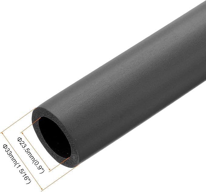 uxcell Foam Tubing for Handle Grip Support, Pipe Insulation Outside Pipe Lagging, 23.5mm ID 33mm(1 5/16") OD 1m Black