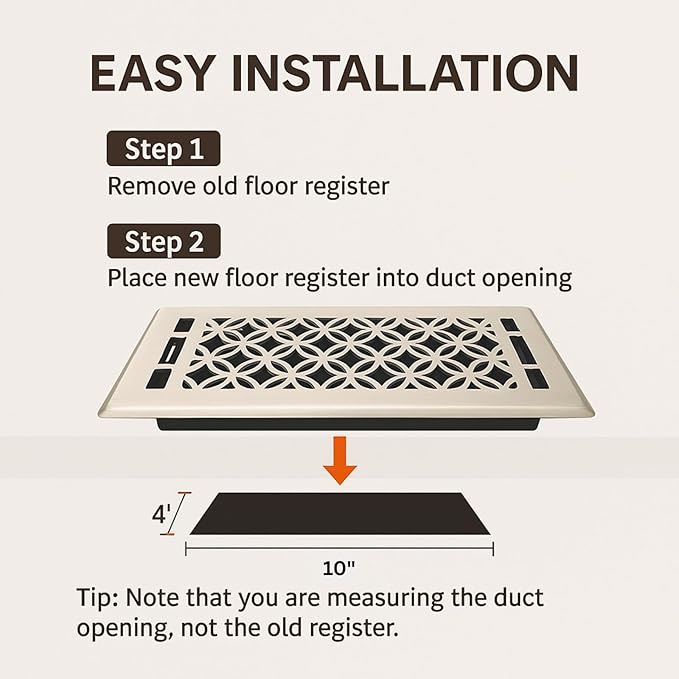 Floor Vent Covers 4x10 - Air Vent Covers, Heavy Duty Floor Vents for Home, Adjustable Airflow Register Vent Cover for Walls and Wood Flooring, Floor Register Cover Air Vents Satin Nickel Finish