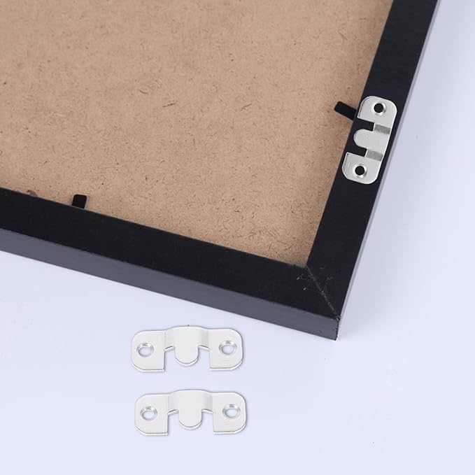 20PCS Stainless Steel Interlocking Flush Mount Brackets Heavy Duty Picture Frame Support Hardware with Screws for Hanging Frames Mirrors Furniture Connectors for Drywall Brick