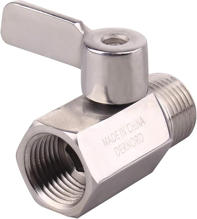 DERNORD 1/2 inch Stainless Mini Ball Valve NPT Female x Male Thread SUS316