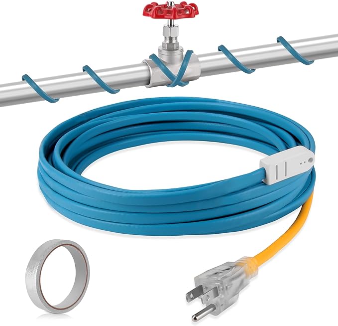 YAMIAOMAO Heat Tape for Water Pipes,12 Ft Blue Self-Regulating Heat Tape,-40°F Deicing Heat Tape,Prevent Water Pipes from Freezing,Heat Tape Water Pipes Suitable For Outdoor Water Tanks Of House